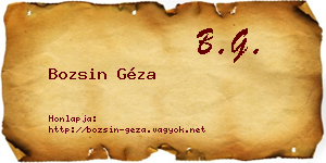 Bozsin Géza névjegykártya
